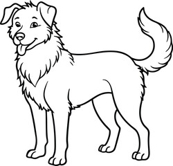 Airedoodle line arts with white background. Airedoodle hand drawing vector illustration isolated on white background