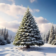christmas tree in snow