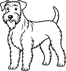 Airedoodle line arts with white background. Airedoodle hand drawing vector illustration isolated on white background