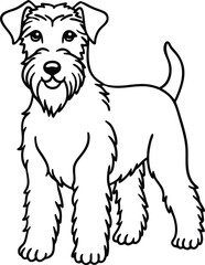 Airedoodle line arts with white background. Airedoodle hand drawing vector illustration isolated on white background