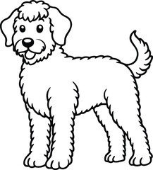 Airedoodle line arts with white background. Airedoodle hand drawing vector illustration isolated on white background