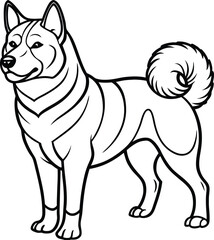 Alaskan klee kai silhouette of a standing dog. Alaskan Klee Kai vector illustration isolated on white background in cartoon style.