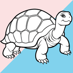 Aldabra giant tortoise  line arts with white background. Tortoise icon vector black silhouette on a white background.