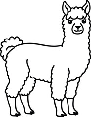 Alpaca line arts with white background. Vintage engraving isolated lama set illustration ink vector sketch. Alpaca background America animal silhouette art.