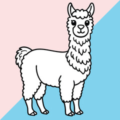 Alpaca line arts with white background. Vintage engraving isolated lama set illustration ink vector sketch. Alpaca background America animal silhouette art.