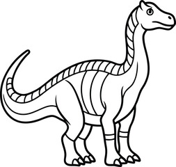 Amargasaurus  line arts with white background. Amargasaurus dinosaur cute cartoon character. Jurassic era reptile, prehistoric animal or extinct Amargasaurus dinosaur comical vector mascot. 