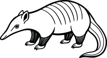 Line art illustration of giant anteater showing his tongue. anteater line arts with white background