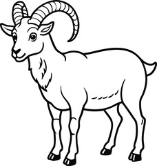 Sheep line arts with white background. Black and white Sheep silhouette Vector coloring page. 
