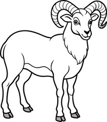 Sheep line arts with white background. Black and white Sheep silhouette Vector coloring page. 