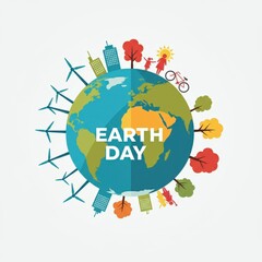 Earth Day illustration promoting environmental awareness and sustainability
