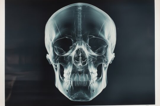 X-ray of human skull on black background