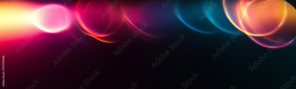 Poster abstract light trails creating vibrant circles on dark background