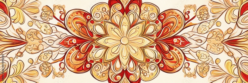 Aufkleber hand drawn floral doodle featuring intricate designs and warm color palette set against a soft backd