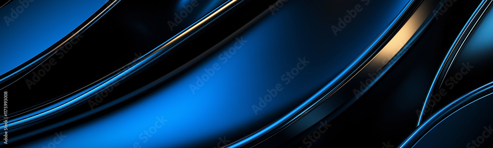 Poster Abstract blue and gold lines creating dynamic and elegant composition