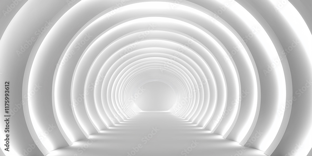 Aufkleber Bright white tunnel creating concentric circles expanding into infinity