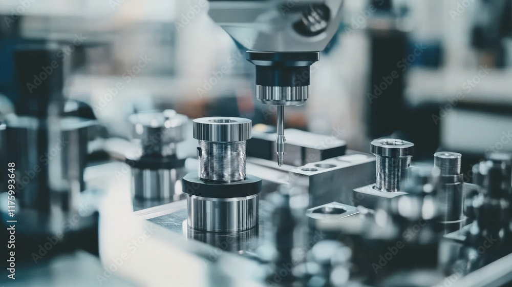 Poster precision engineering in a modern workshop featuring cnc machining tools and components for high-qua