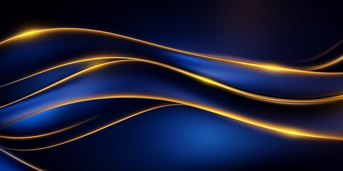 Obraz premium Golden waves flowing on dark blue background: abstract elegant design