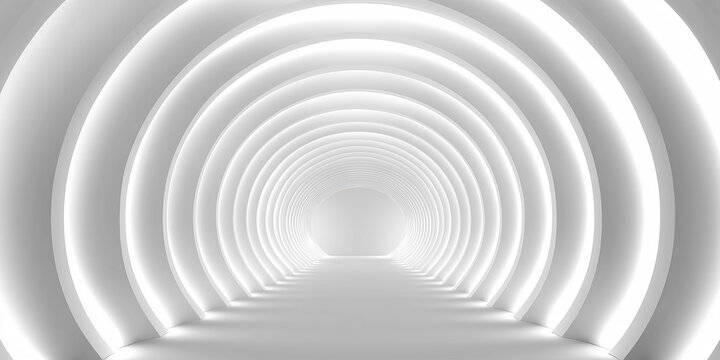 Bright white tunnel creating concentric circles expanding into infinity - Powered by Adobe