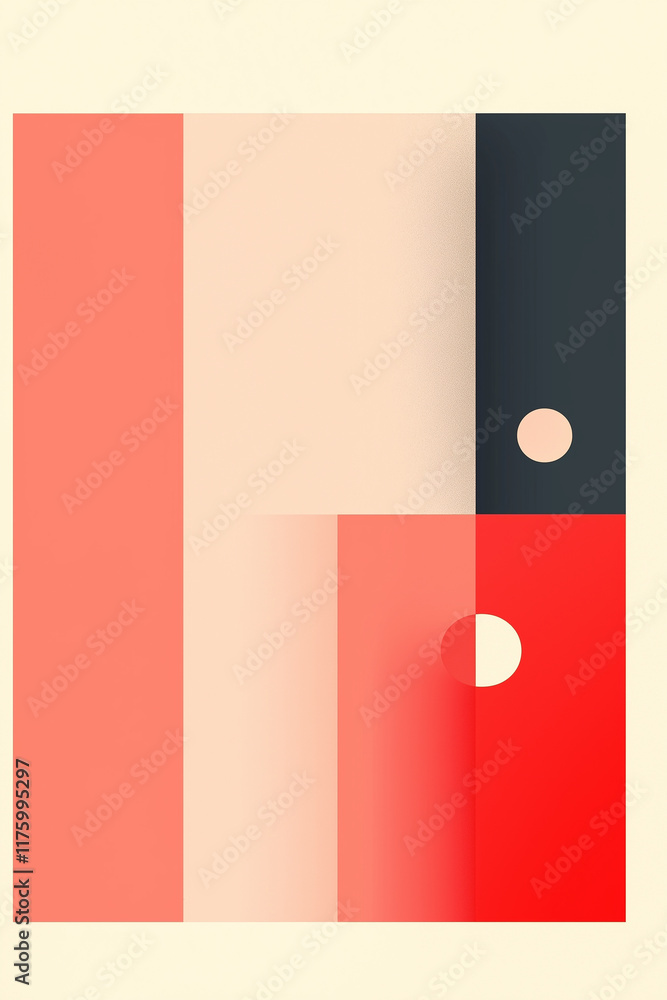 Aufkleber Modern abstract art with vibrant colors and geometric shapes creating a balanced composition