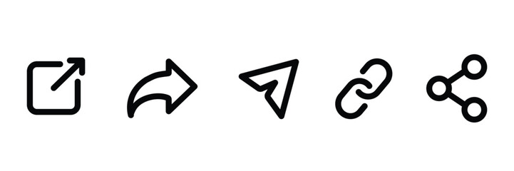 Set of Share icon collection with different stye. Arrow symbol. button connection. Send message symbol. Vector Illustration.
