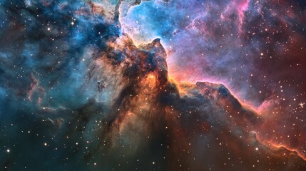Fototapeta premium Stunning Celestial Nebula in Deep Space with Vibrant Colors and Twinkling Stars Capturing the Beauty of the Universe's Cosmic Wonders