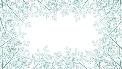 Fototapeta premium Blue tree leaves frame transparent background, background for making various postcards