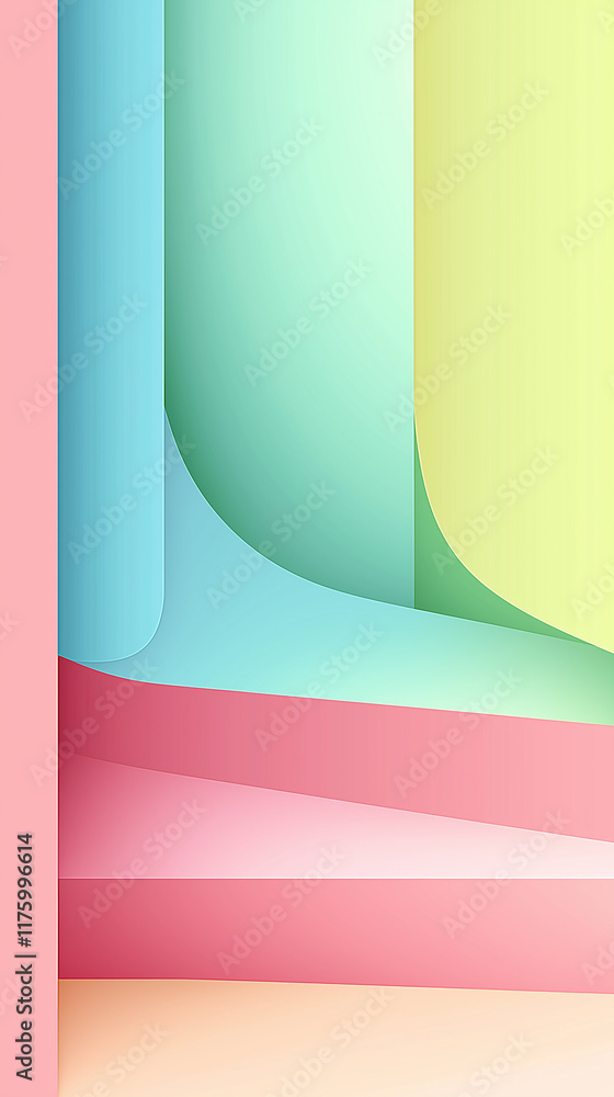 Poster Abstract pastel colored shapes creating dynamic composition