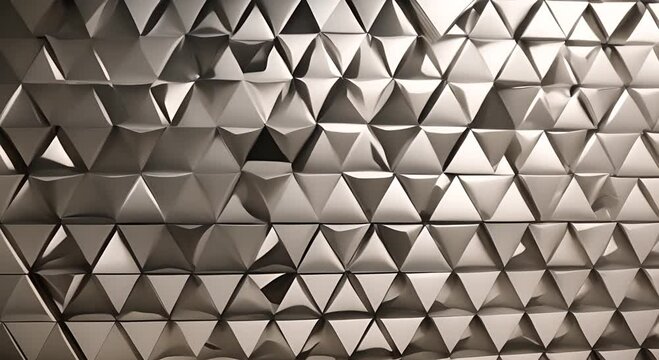 A wall of triangles made of metal Video 4K