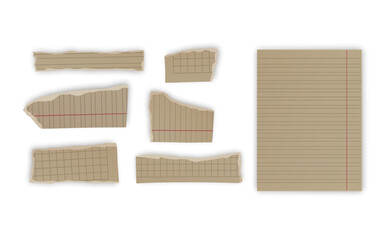 Set of torn paper fragments isolated on background, Vector illustration