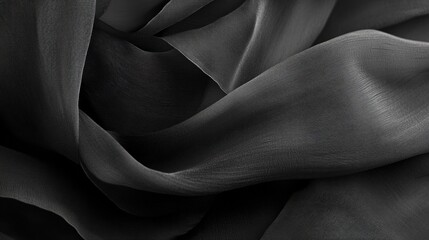 Draped black sheer fabric with soft folds and shadows.