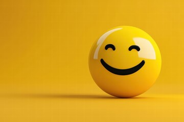 Fototapeta premium Bright Yellow Smiley Face on Vibrant Yellow Background