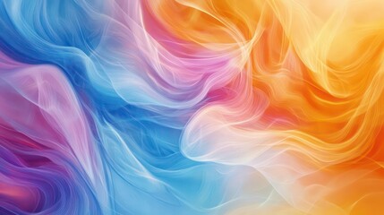 Fototapeta premium Bright and Colorful Abstract Background with Wavy Shapes in Blue, Orange, Pink, and Yellow Perfect for Modern Design Themes, Banners, and Digital Media