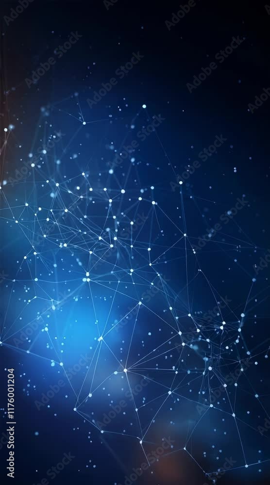 Poster complex network mesh connecting luminous points, creating a futuristic digital space that embodies c