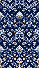 Vintage tile pattern background in navy blue pattern background