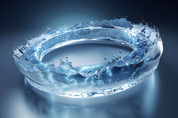 water barrier art, dynamic semi-circular water shield with splashes ripples, forming a protective arc transparent, glossy texture resembling hydration protection smooth, fluid barrier with