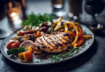 vegetables vegetables. Grilled chicken chicken steak