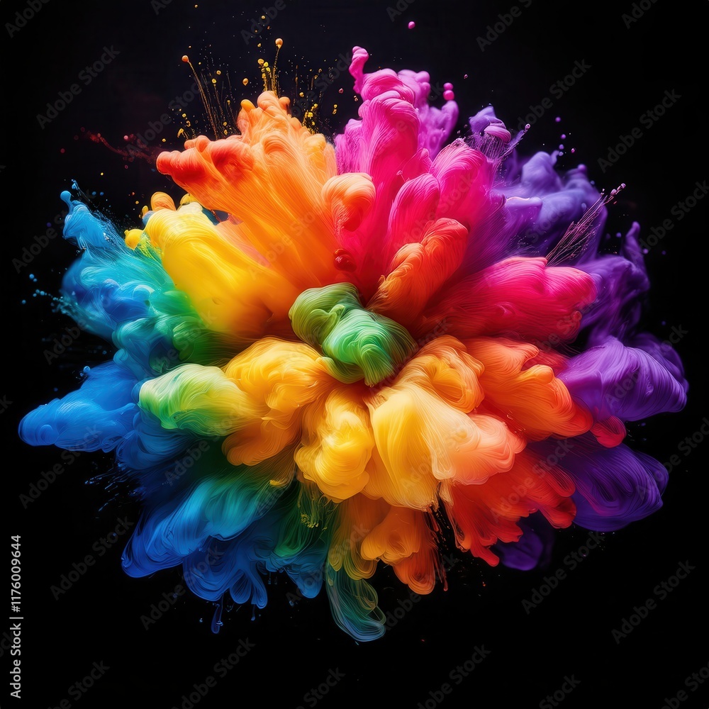 Poster explosive color splash displaying vibrant paint explosion