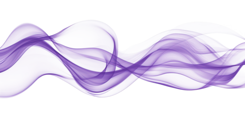 Abstract Purple Wave Pattern with Flowing Lines and Curves, Isolated on Transparent and White Background