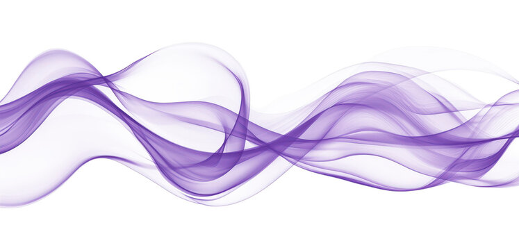 Abstract Purple Wave Pattern with Flowing Lines and Curves, Isolated on Transparent and White Background