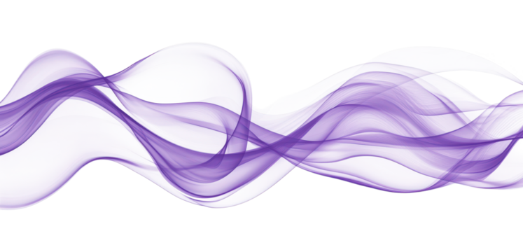 Abstract Purple Wave Pattern with Flowing Lines and Curves, Isolated on Transparent and White Background