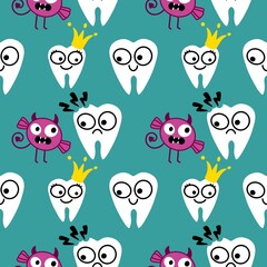 Medicine seamless teeth pattern for doctors accessories and drugstore packaging