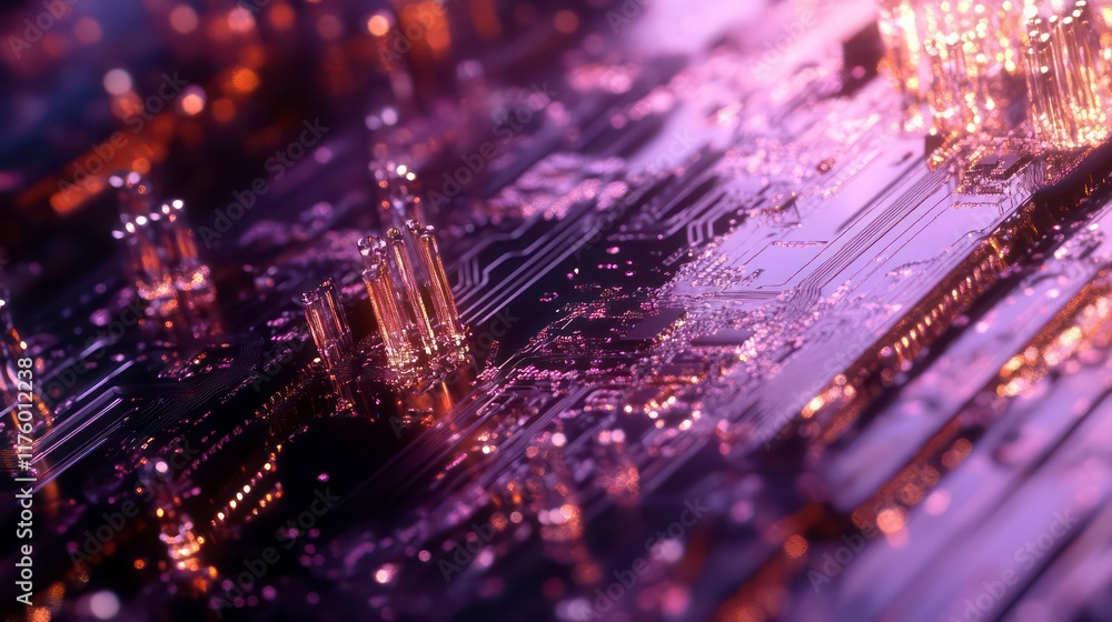 Aufkleber close-up of intricate circuit patterns modern technology and innovation background.