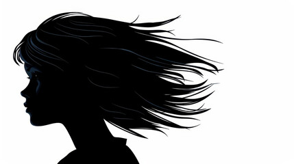 Fototapeta premium Stunning profile of a woman showcasing her handpicked hair against a clean white backdrop, creating a striking silhouette.