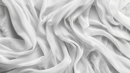 Obraz premium Soft, elegant white fabric with gentle folds, embodying purity and tranquility against a subtle light backdrop.
