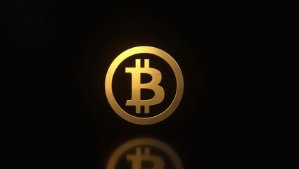 Obraz premium Minimalist bitcoin logo in gold on black background