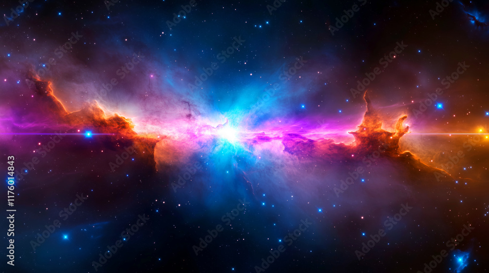 Canvas Prints bright colors of cosmic nebula illuminated in space