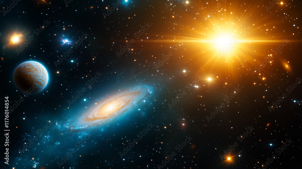 Canvas Prints beautiful celestial view of galaxy and planets in space