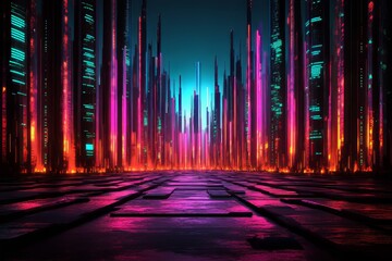 Minimal blue neon abstract 3D-rendered background design