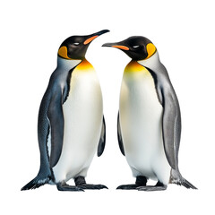 Fototapeta premium Two penguins standing on a transparent background during a calm moment, showcasing their unique features and colors, Penguins on transparent background