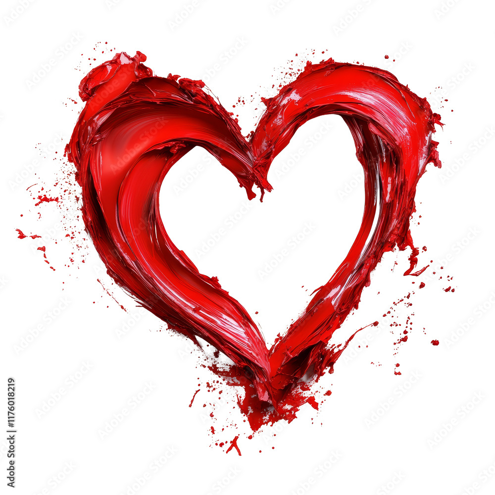 Poster a vibrant red love shape on a clean transparent background creating a striking visual perfect for ex